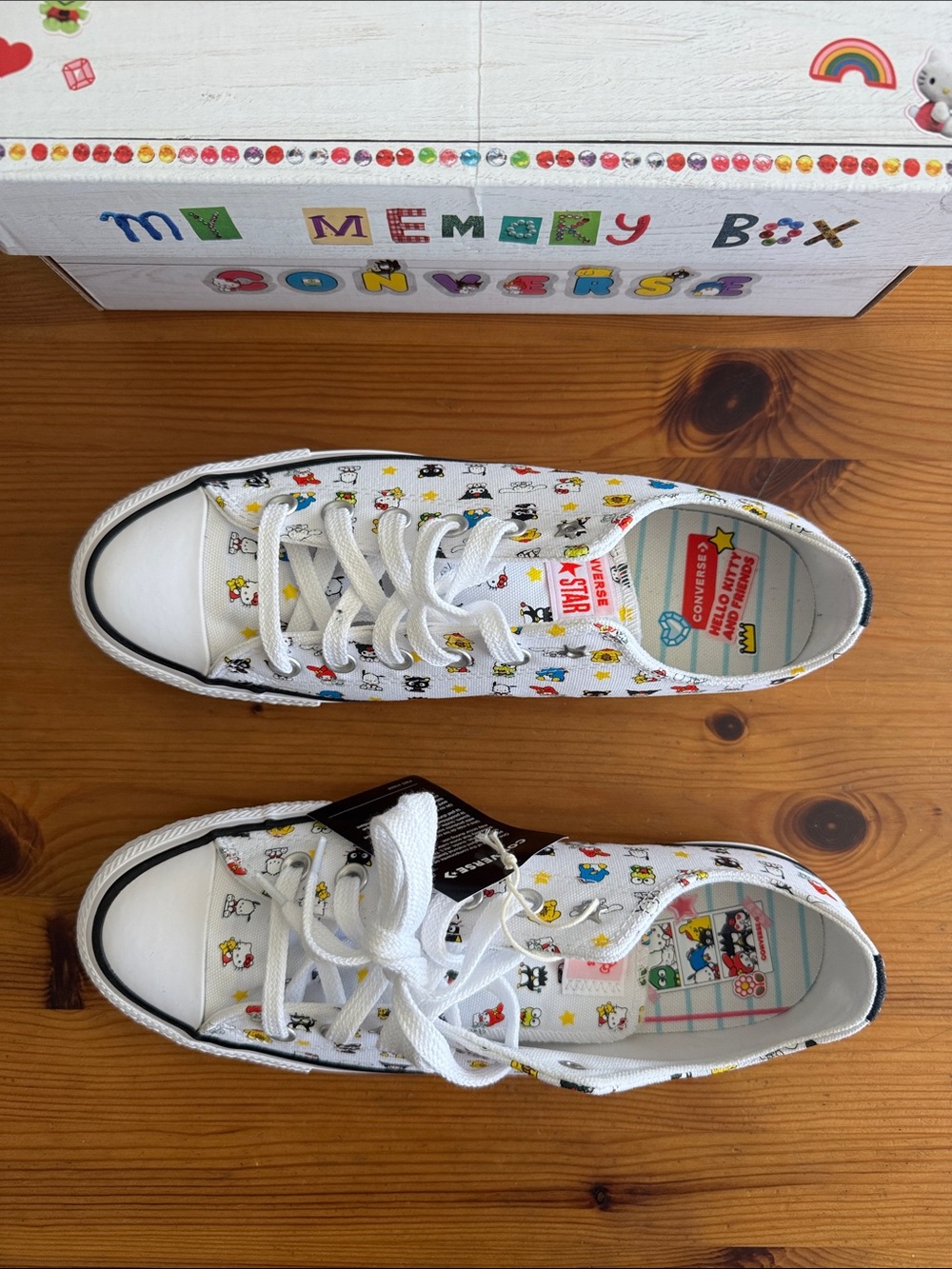Converse White Low Top Sneakers with Multicolor Hello Kitty and Friends Print - Picture 5 of 13